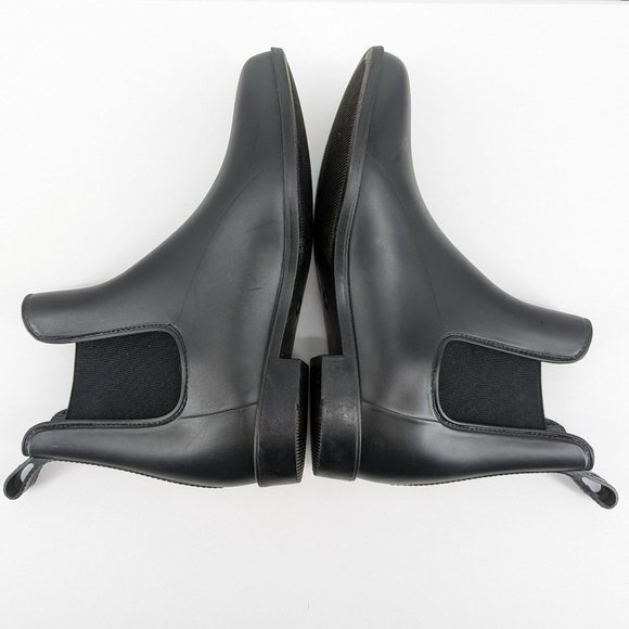 A New Day Rubber Bootie 10 Black Side Gore Stretch Almond Toe Ankle Rain Outdoor - Picture 8 of 13